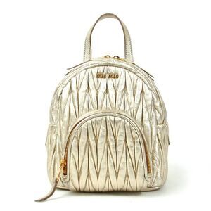 Miu Miu Matelass Backpack Gold Leather